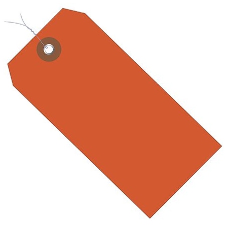 Bsc Preferred 4 3/4 x 2-3/8'' Orange Plastic Shipping Tags - Pre-Wired, 100PK BUY00015655